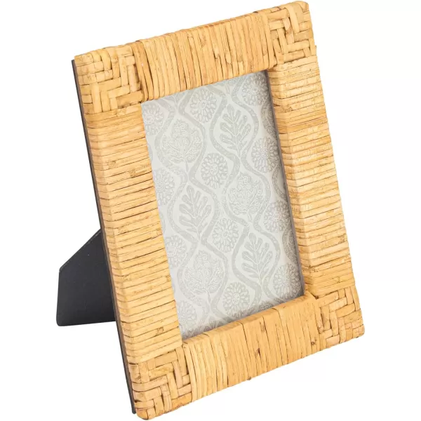 Creative Coop Handwoven Rattan Photo Frame Black Holds 5quot x 7quot PhotoNatural
