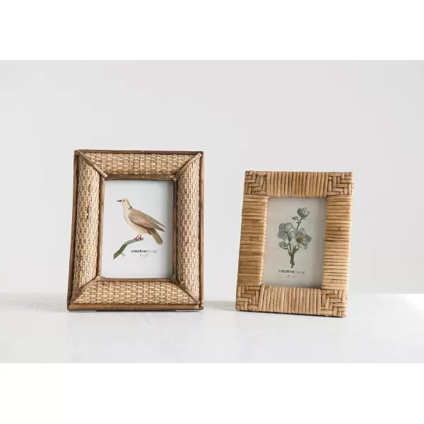 Creative Coop Handwoven Rattan Photo Frame Black Holds 5quot x 7quot PhotoNatural