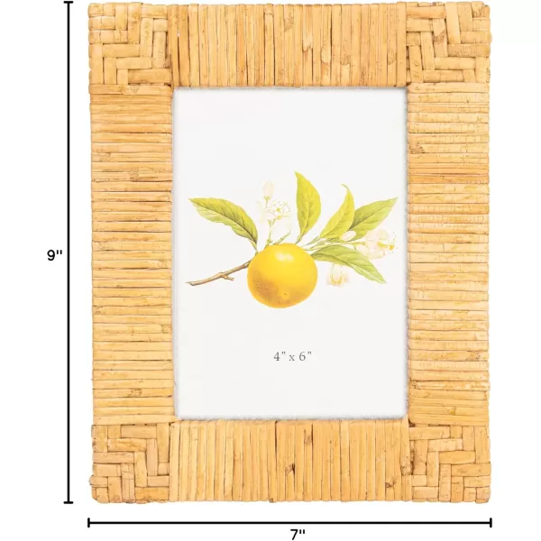Creative Coop Handwoven Rattan Photo Frame Black Holds 5quot x 7quot PhotoNatural
