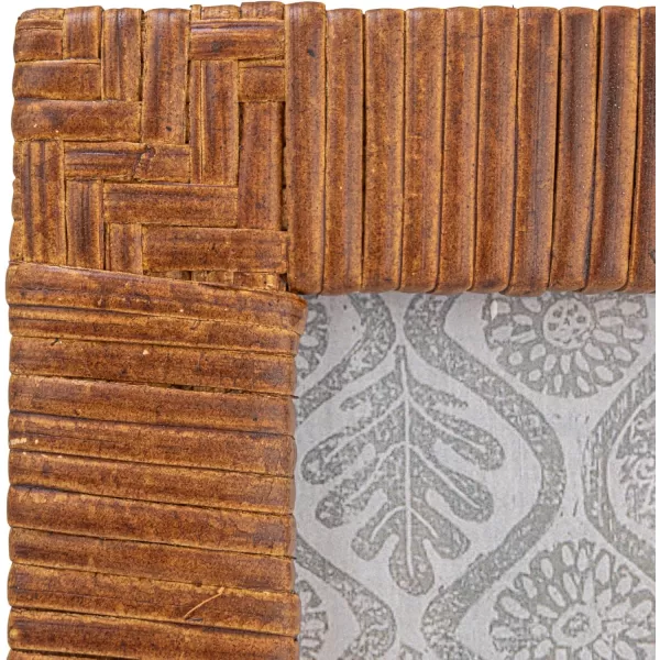 Creative Coop Handwoven Rattan Photo Frame Black Holds 5quot x 7quot PhotoNatural Stained