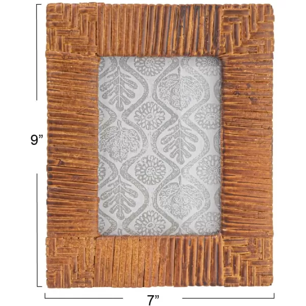 Creative Coop Handwoven Rattan Photo Frame Black Holds 5quot x 7quot PhotoNatural Stained