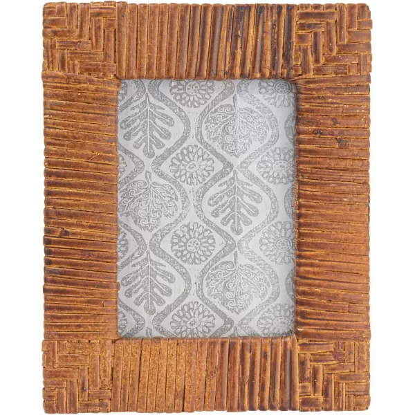 Creative Coop Handwoven Rattan Photo Frame Black Holds 5quot x 7quot PhotoNatural Stained
