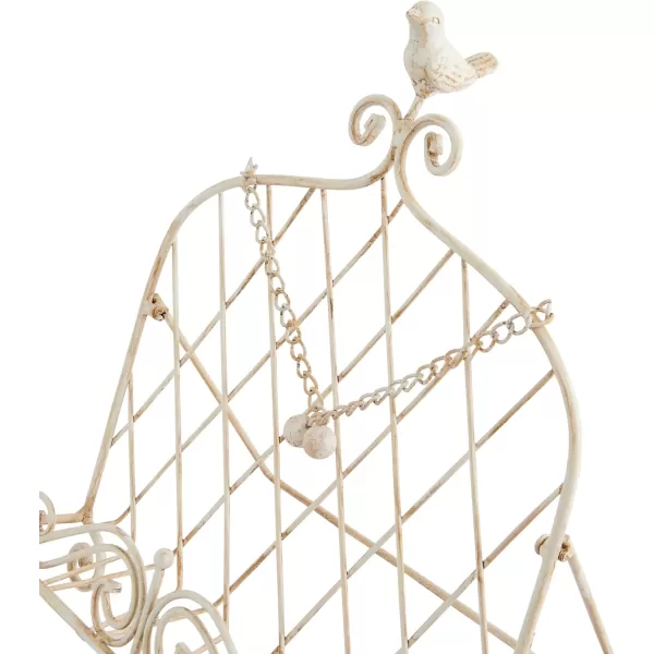 Decorative Metal Cookbook Holder with Bird in Cream Finish