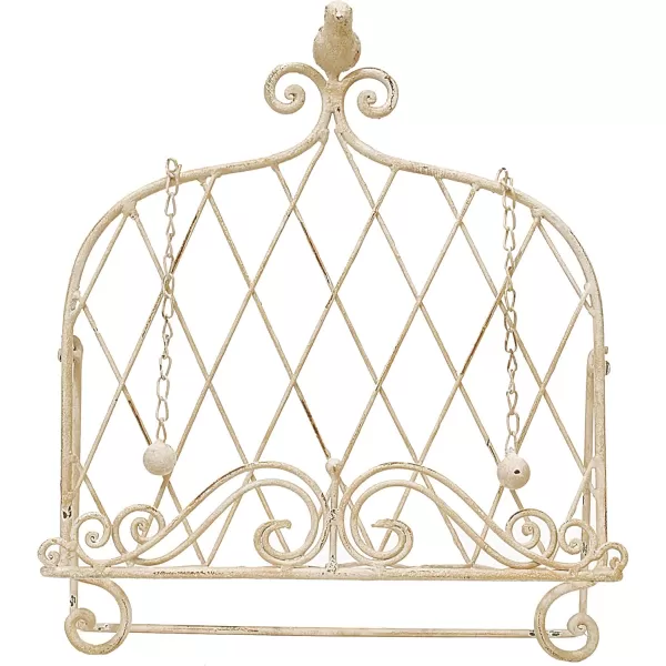 Decorative Metal Cookbook Holder with Bird in Cream Finish