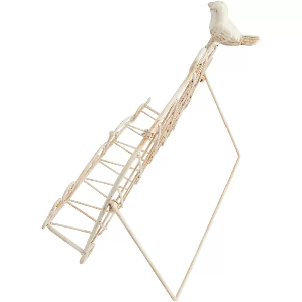 Decorative Metal Cookbook Holder with Bird in Cream Finish