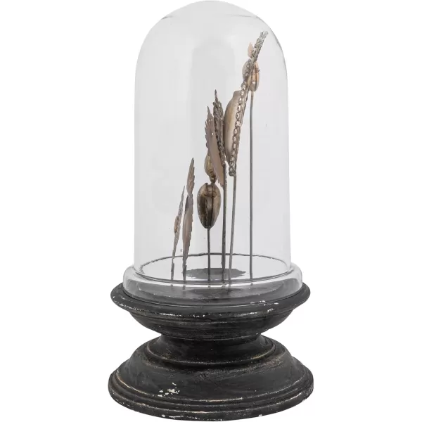 Decorative Tin Sacred Hearts on Wood Pedestal with Glass Cloche