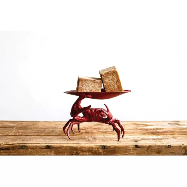 Distressed Red Decorative Cast Iron Crab Shaped Dish