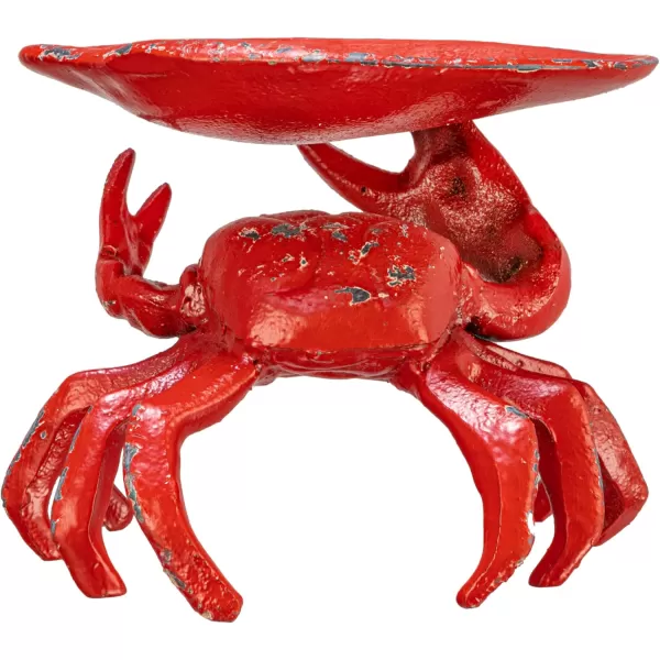 Distressed Red Decorative Cast Iron Crab Shaped Dish