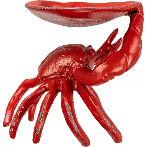 Distressed Red Decorative Cast Iron Crab Shaped Dish