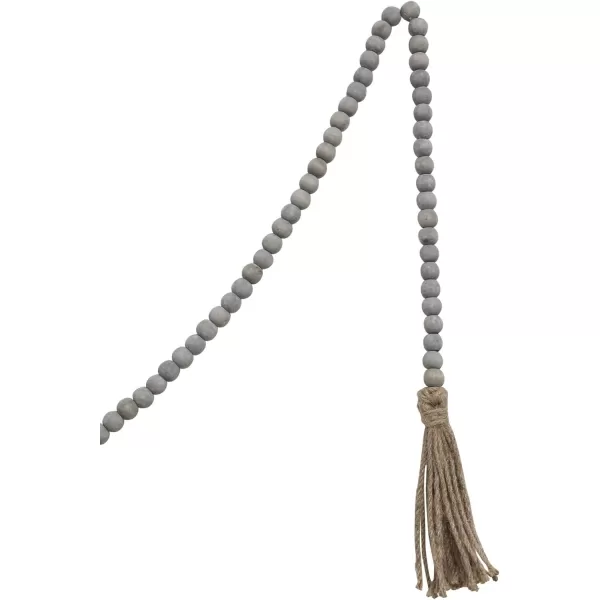 Grey Jute ampamp Wood Bead Garland with Tassels