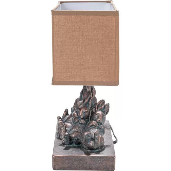 Whitewashed Rabbit Table Lamp with Sand Colored Linen ShadeBronze