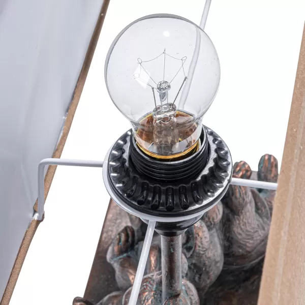 Whitewashed Rabbit Table Lamp with Sand Colored Linen ShadeBronze