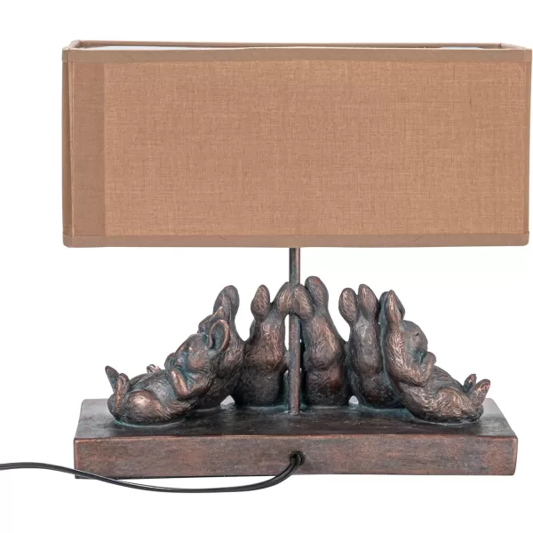 Whitewashed Rabbit Table Lamp with Sand Colored Linen ShadeBronze