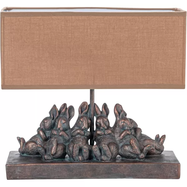 Whitewashed Rabbit Table Lamp with Sand Colored Linen ShadeBronze