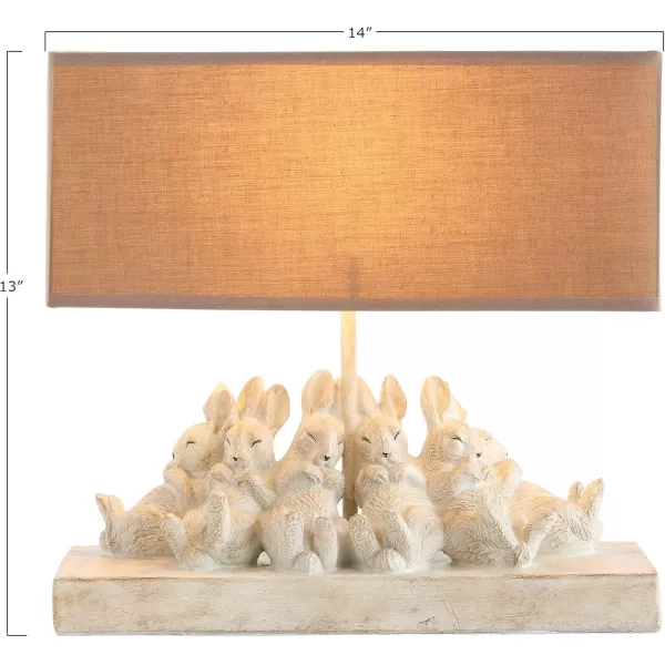 Whitewashed Rabbit Table Lamp with Sand Colored Linen ShadeWhite