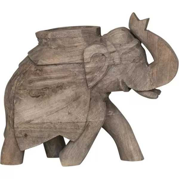 Creative CoOp 7 Inches HandCarved Mango Wood Elephant Figurine Sandwashed Finish Accent Decor Gray