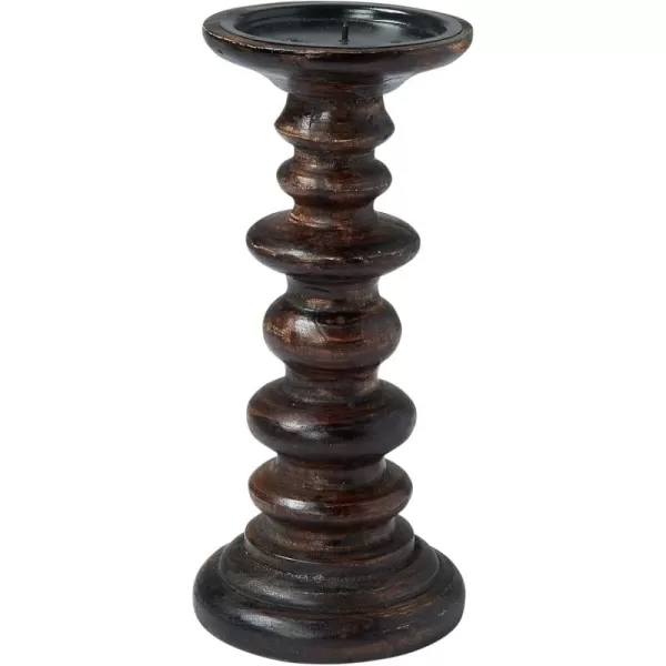Creative CoOp Carved Wood Natural Pillar Candle Holder