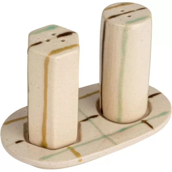 Creative CoOp Checkered Charm Stoneware Taper Holders MulticolorSalt  Pepper Shakers