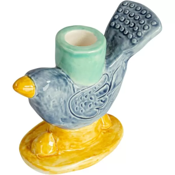 Creative CoOp Chirpy Elegance Stoneware Taper Holder Multicolor