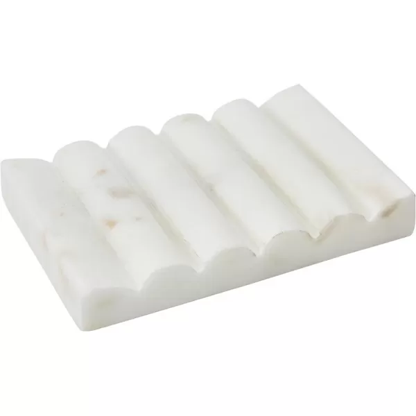 Creative CoOp Contemporary Carved Marble Bathrooms Soap Dish White