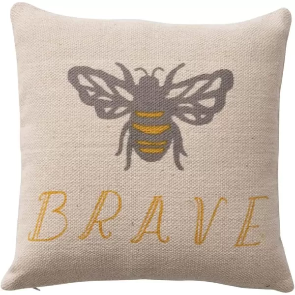 Creative CoOp Cotton Bee Brave Pillow 18quot L x 18quot W x 2quot H Multicolor