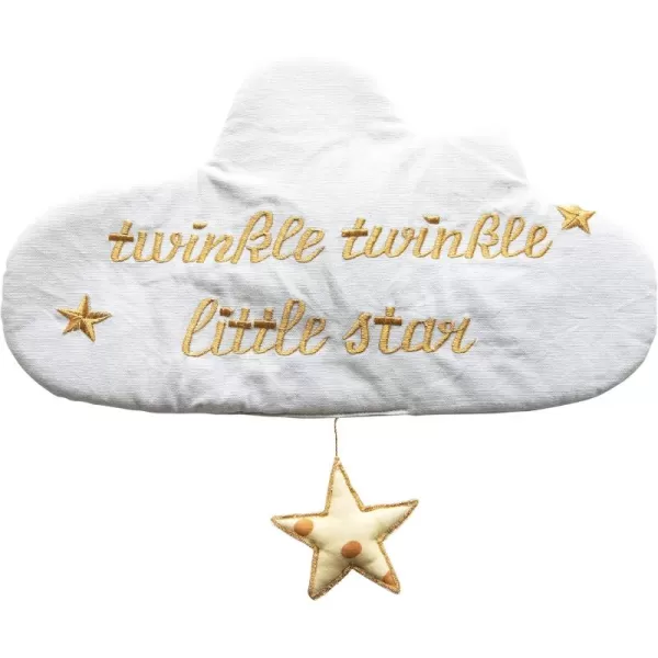 Creative CoOp Cotton Cloud Embroidery Twinkle Little Star Wall Hanging Blue