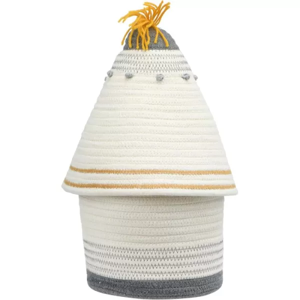 Creative CoOp Cotton Rope Lid and Embroidery Baskets Grey