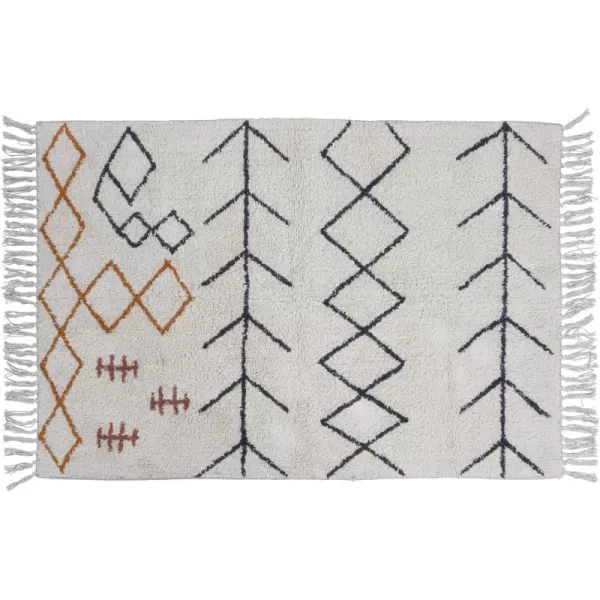 Creative CoOp Cotton Tufted Abstract Design and Fringe Rug 60quot L x 36quot W x 0quot H Multicolor