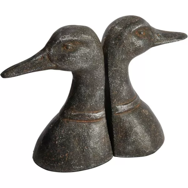 Creative CoOp Decorative Distressed Cast Metal Duck Head Bookends Black Set of 2