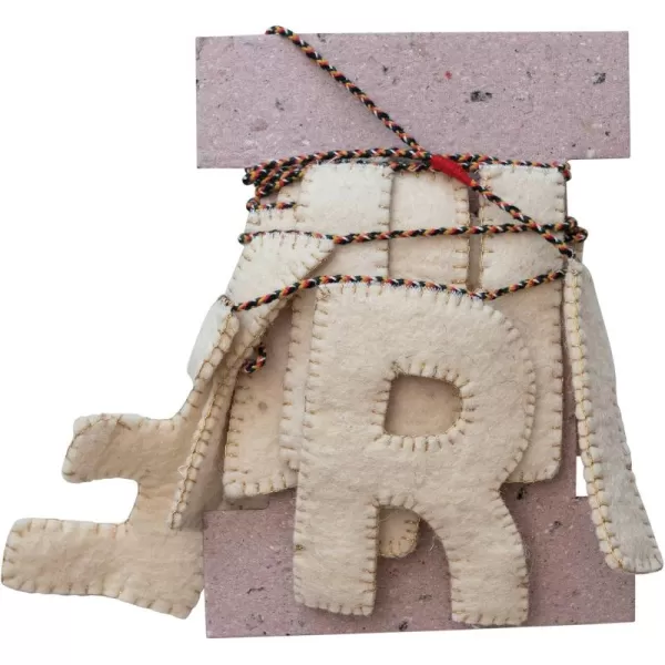 Creative CoOp Decorative Felt Happy Birthday Banner Natural Garland Ivory