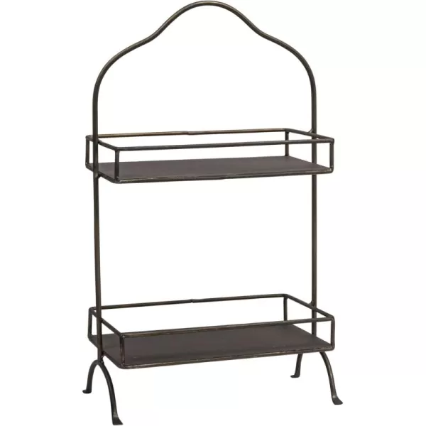 Creative CoOp Decorative Metal 2 Tier Tray with Handle