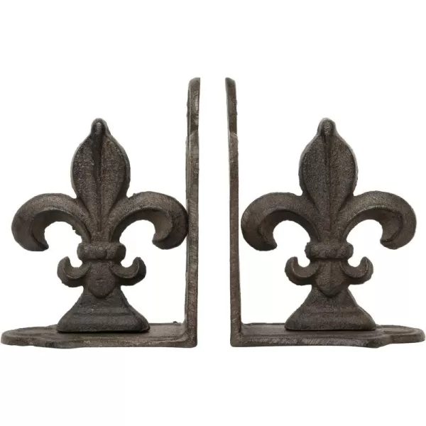 Creative CoOp Decorative Metal Fleur de Lis Bookends Brown Set of 2Bronze