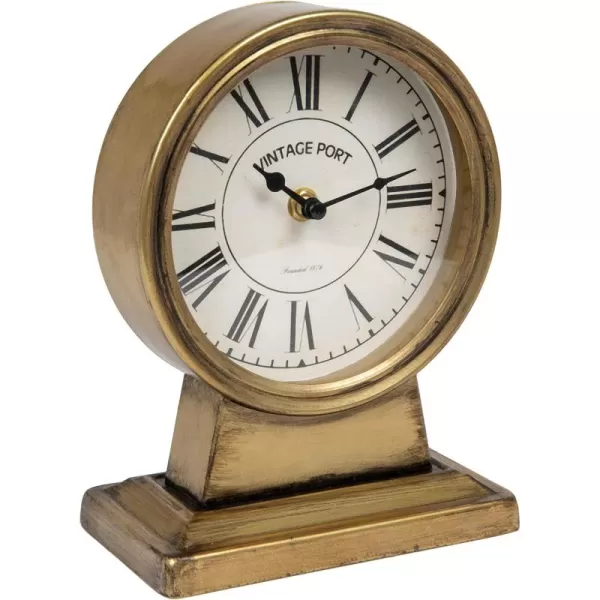 Creative CoOp Decorative Metal Mantel Clock Gold FinishGold Finish