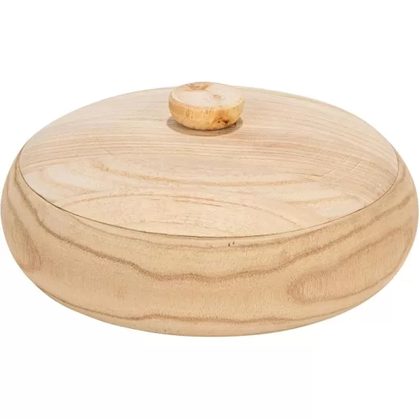 Creative CoOp Decorative Natural Paulownia Wood Container with LidNatural