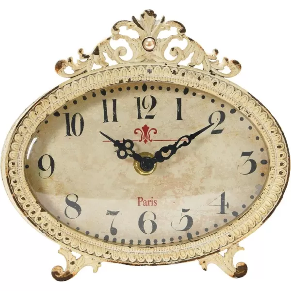 Creative CoOp Distressed Pewter Mantel Clock CreamCream