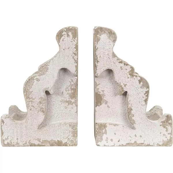 Creative CoOp Distressed White Corbel Shaped Bookends Set of 2 Pieces