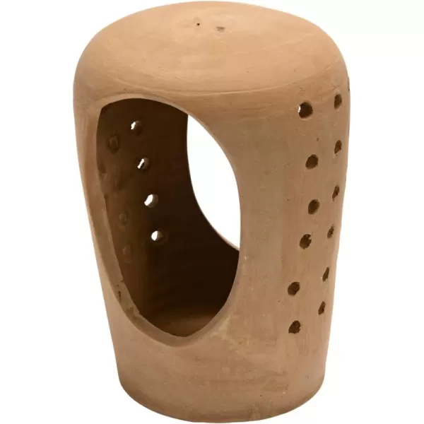 Creative CoOp Handmade Terracotta Candle Holder with Cutouts Candleholders 6quot L x 5quot W x 5quot H OrangeOrange