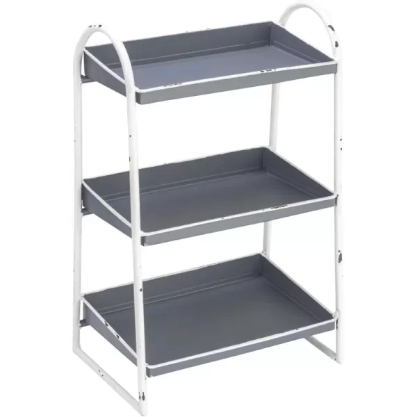 Creative CoOp Heavily Distressed Navy 3Tier Metal Tray with White Frame ampamp RimGrey