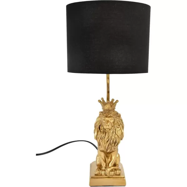 Creative CoOp Lion Shaped Table Lamp with Black ShadeGold Lion