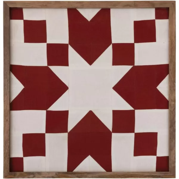 Creative CoOp Mango Wood and MDF Framed Cotton Patchwork Fabric Wall Dcor 21quot L x 21quot W x 1quot H Multicolor