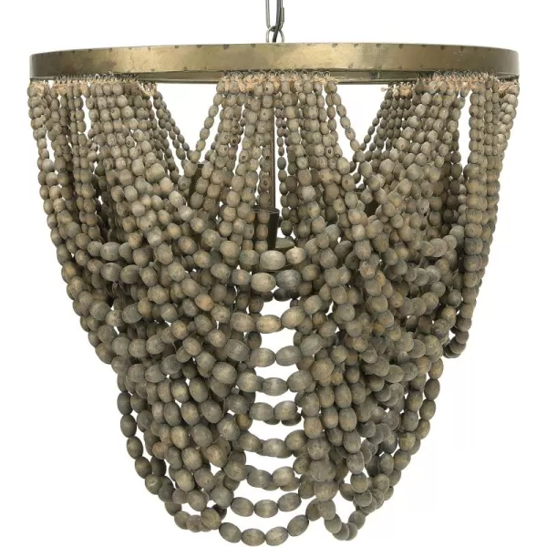 Creative CoOp Metal Chandelier with Draped Wood BeadsBlack