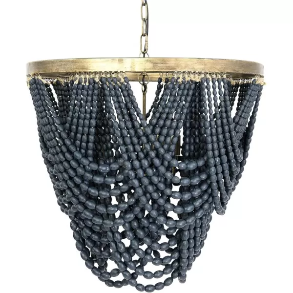 Creative CoOp Metal Chandelier with Draped Wood BeadsBlue