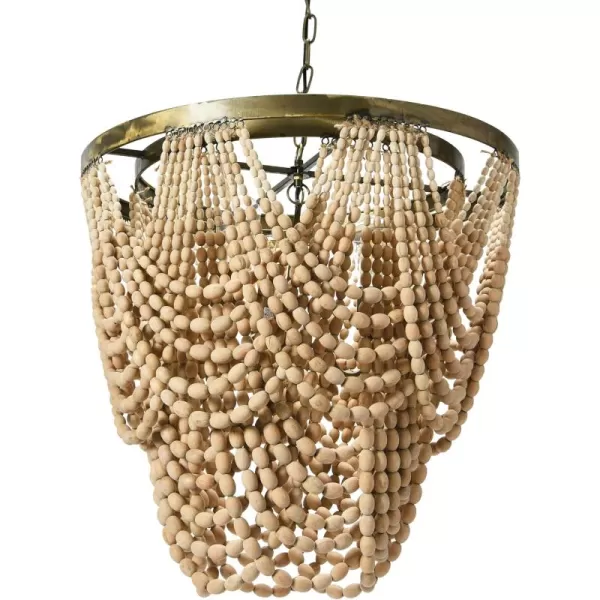 Creative CoOp Metal Chandelier with Draped Wood BeadsYellow