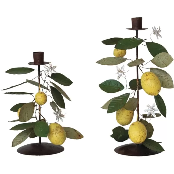 Creative CoOp Metal Garland with Lemons and Leaves MulticolorCandle Holders
