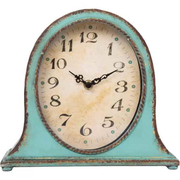Creative CoOp Metal Mantel Clock with Aqua FinishAqua