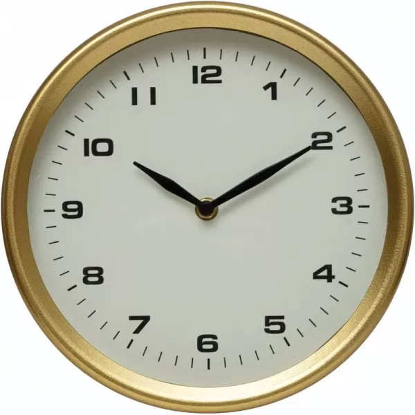 Creative CoOp Metal Table Brass Finish Mantel Clock 10quot L x 2quot W x 10quot H White