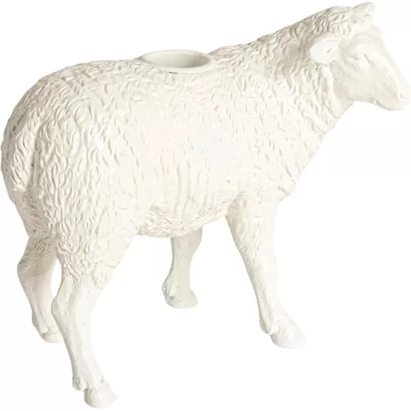 Creative CoOp Pastoral Elegance Sheep Taper Holder WhiteSheep