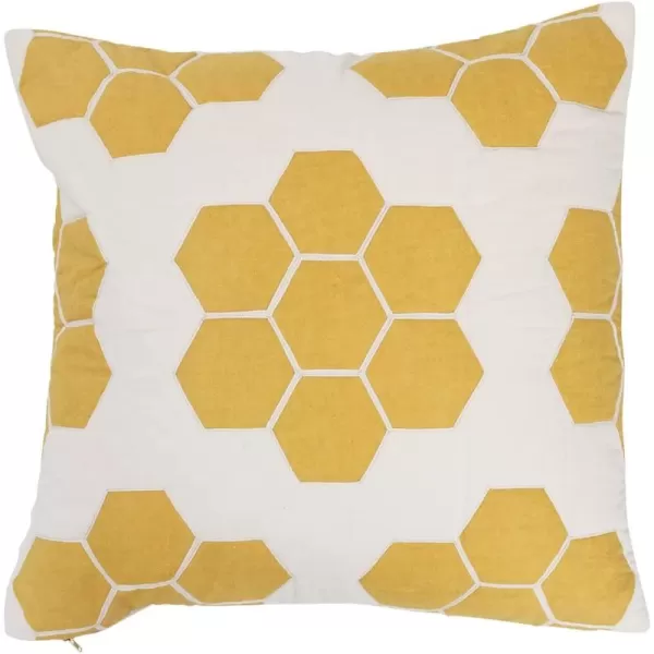 Creative CoOp Quilted Cotton Honeycomb Pattern Pillow 20quot L x 20quot W x 2quot H Yellow