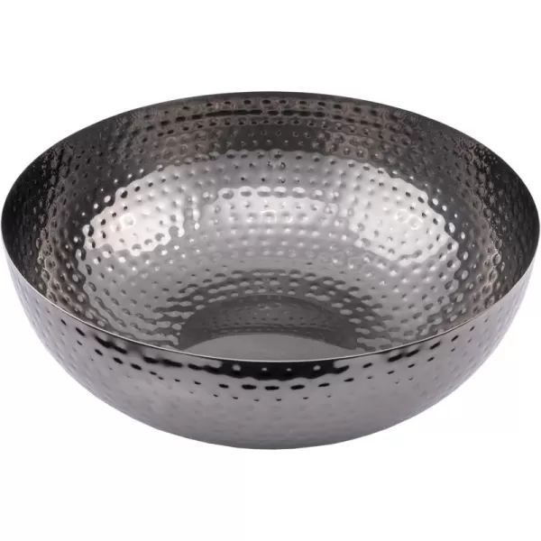 Creative CoOp Round Hammered Metal Bowl Gold Finish 14quotOxidized Silver