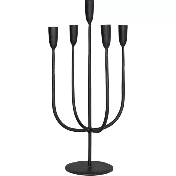 Creative CoOp Round HandForged Metal Candelabra Holds 5 Black Taper Holder